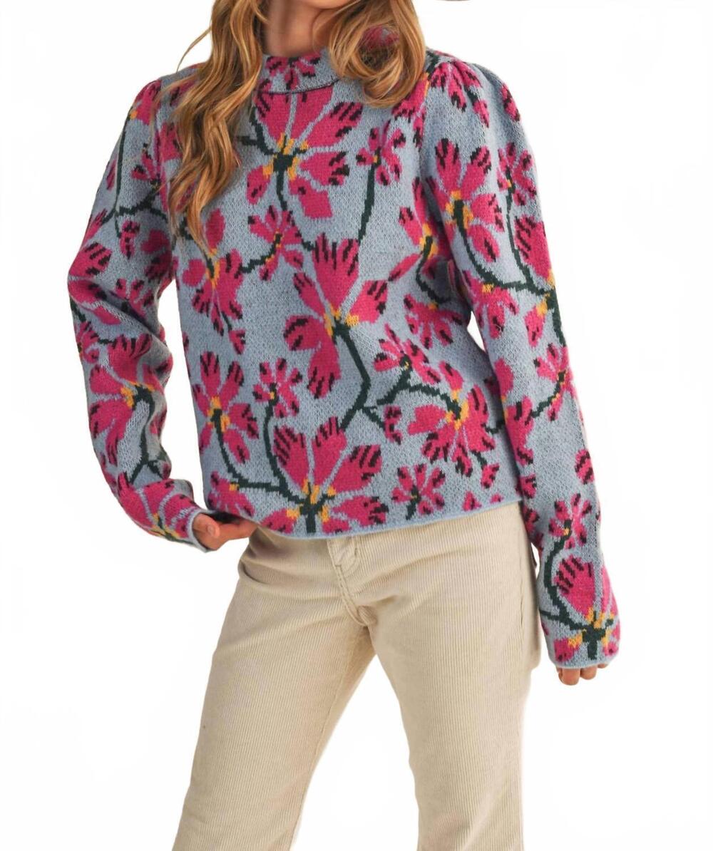 NEW &MERCI wild bloom sweater in skyblue floral